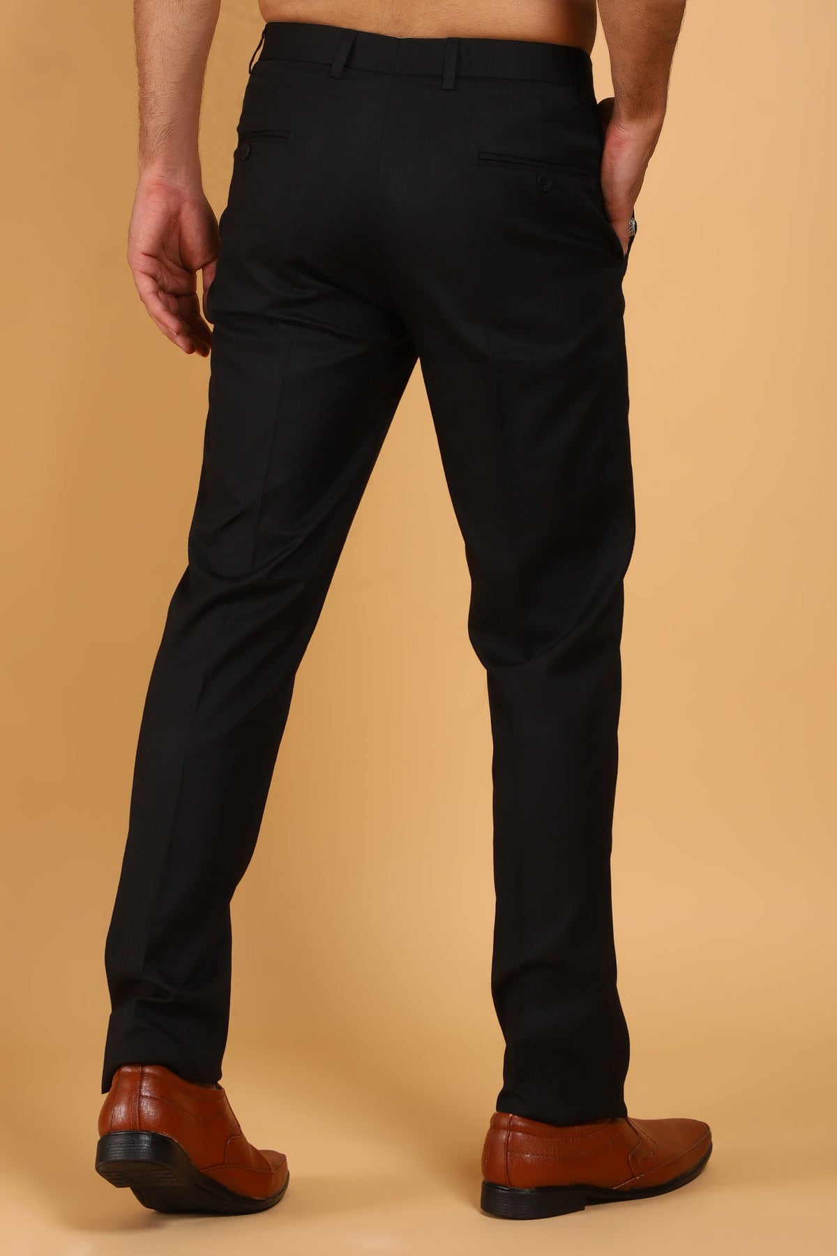 Veshbhoshaa Bluebird Men'S Black Lycra Formal Trouser - PUSHMYCART