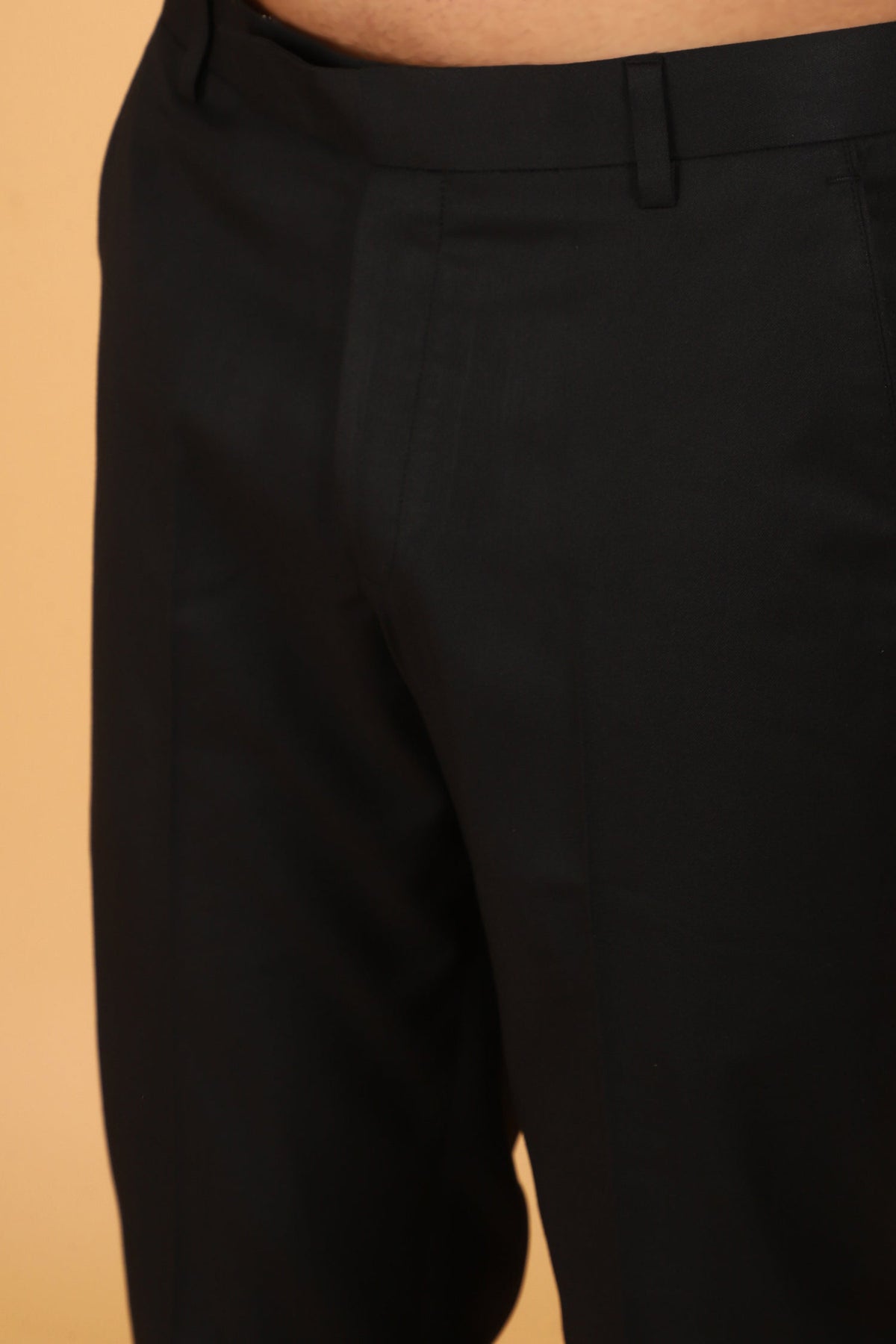 Veshbhoshaa Bluebird Men'S Black Lycra Formal Trouser - PUSHMYCART