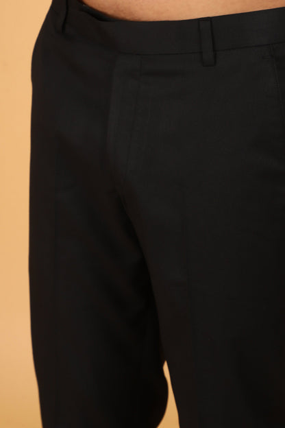 Veshbhoshaa Bluebird Men'S Black Lycra Formal Trouser - PUSHMYCART