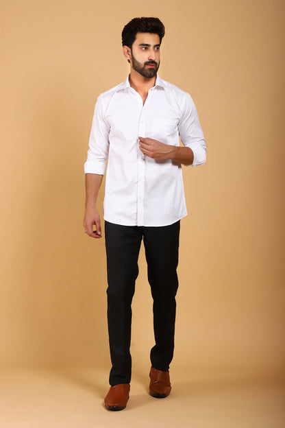 Veshbhoshaa Bluebird Men'S White Premium  Shirt - PUSHMYCART