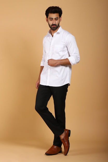 Veshbhoshaa Bluebird Men'S White Premium  Shirt - PUSHMYCART