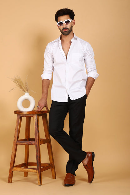 Veshbhoshaa Bluebird Men'S White Premium  Shirt - PUSHMYCART