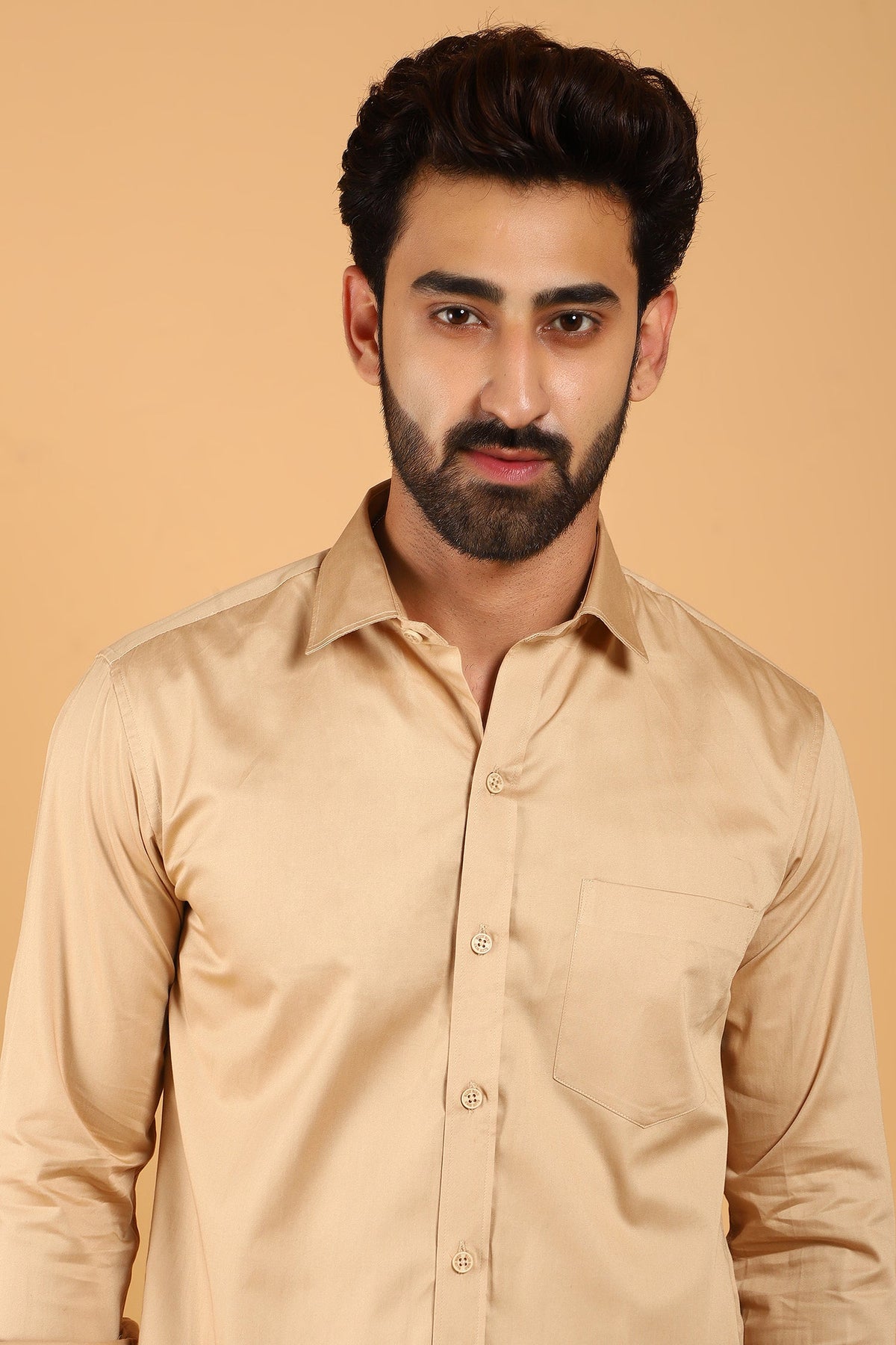 BLUEBIRD MEN'S SHINE BEIGE PREMIUM SATIN SHIRT