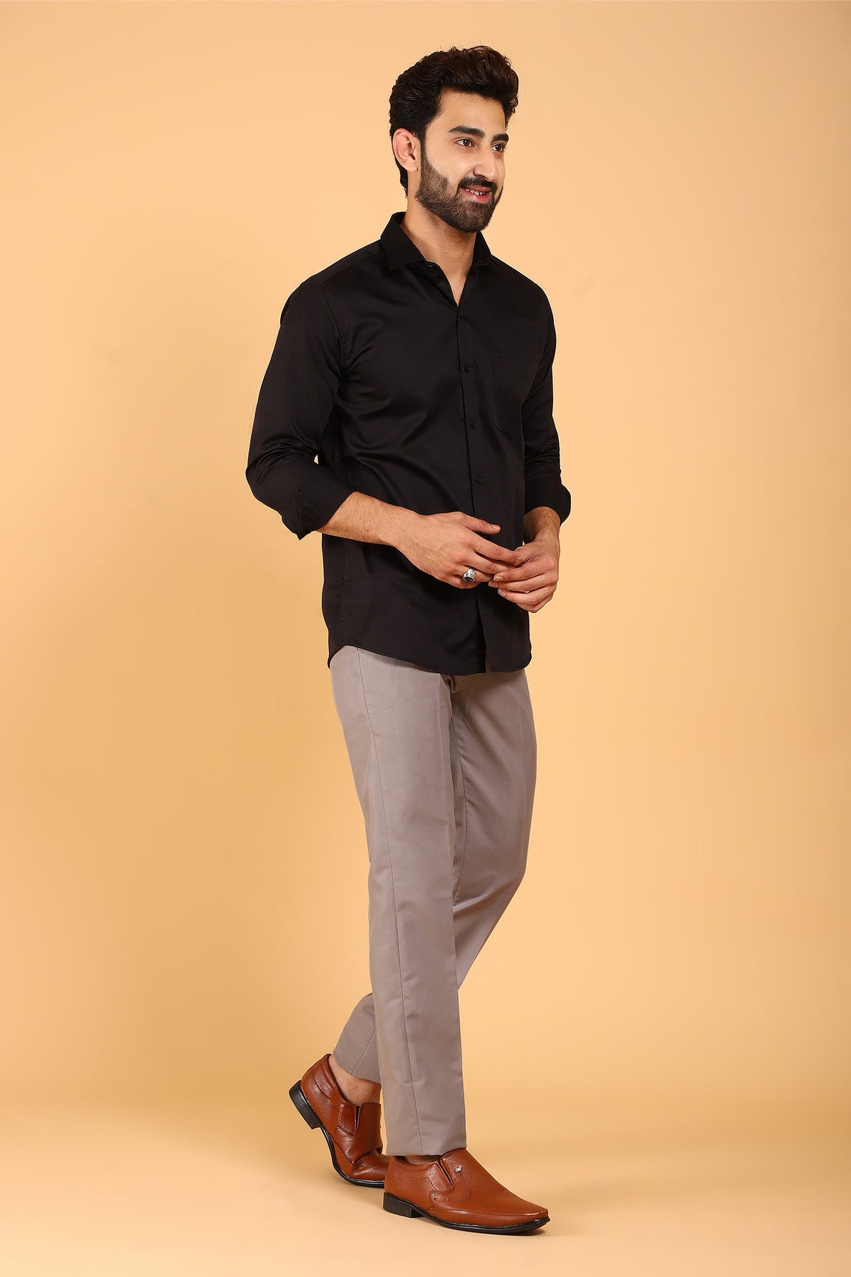 Veshbhoshaa Bluebird Men'S Premium Black Satin Shirt - PUSHMYCART