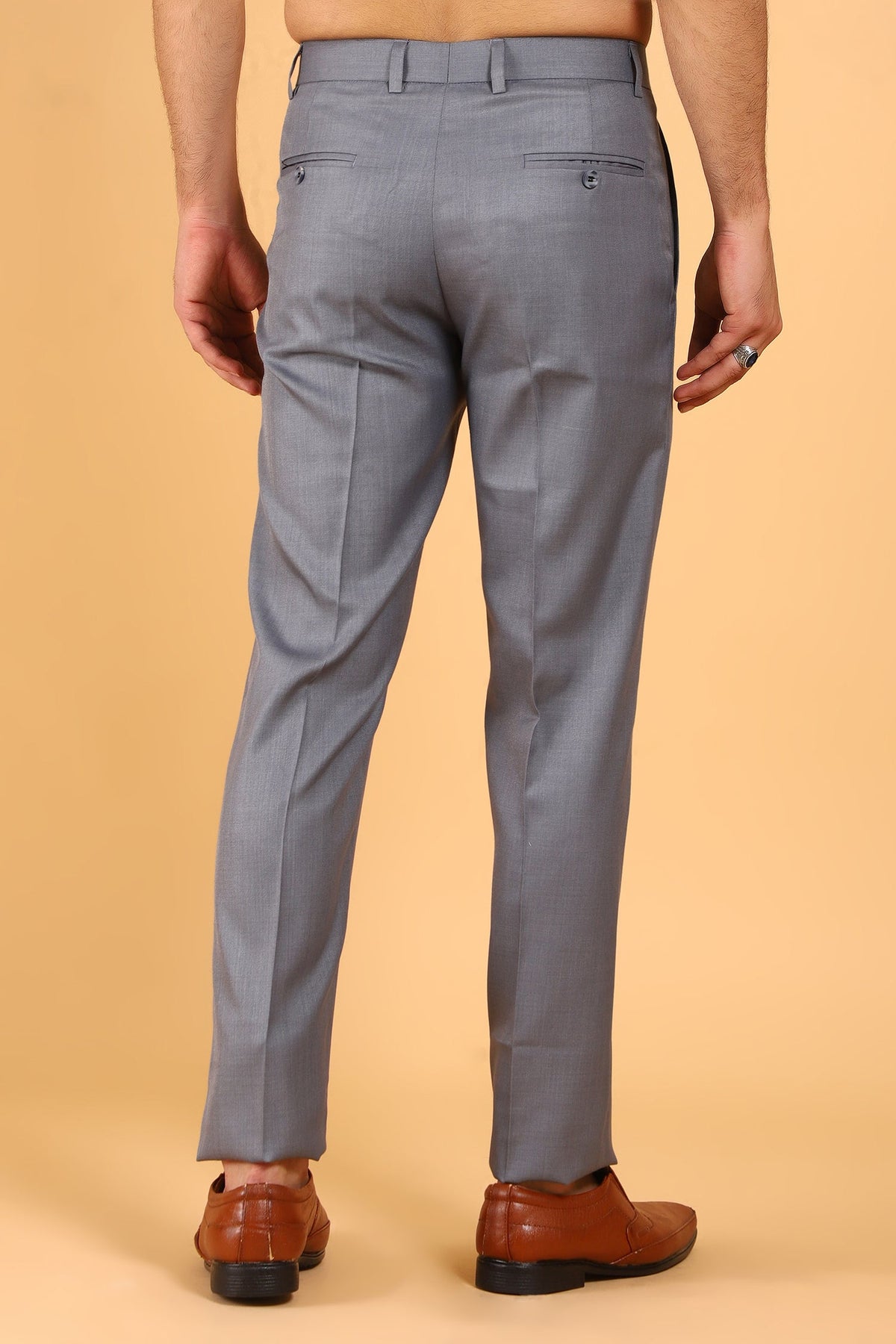Veshbhoshaa Bluebird Men'S Slate Grey Polycotton Trouser - PUSHMYCART