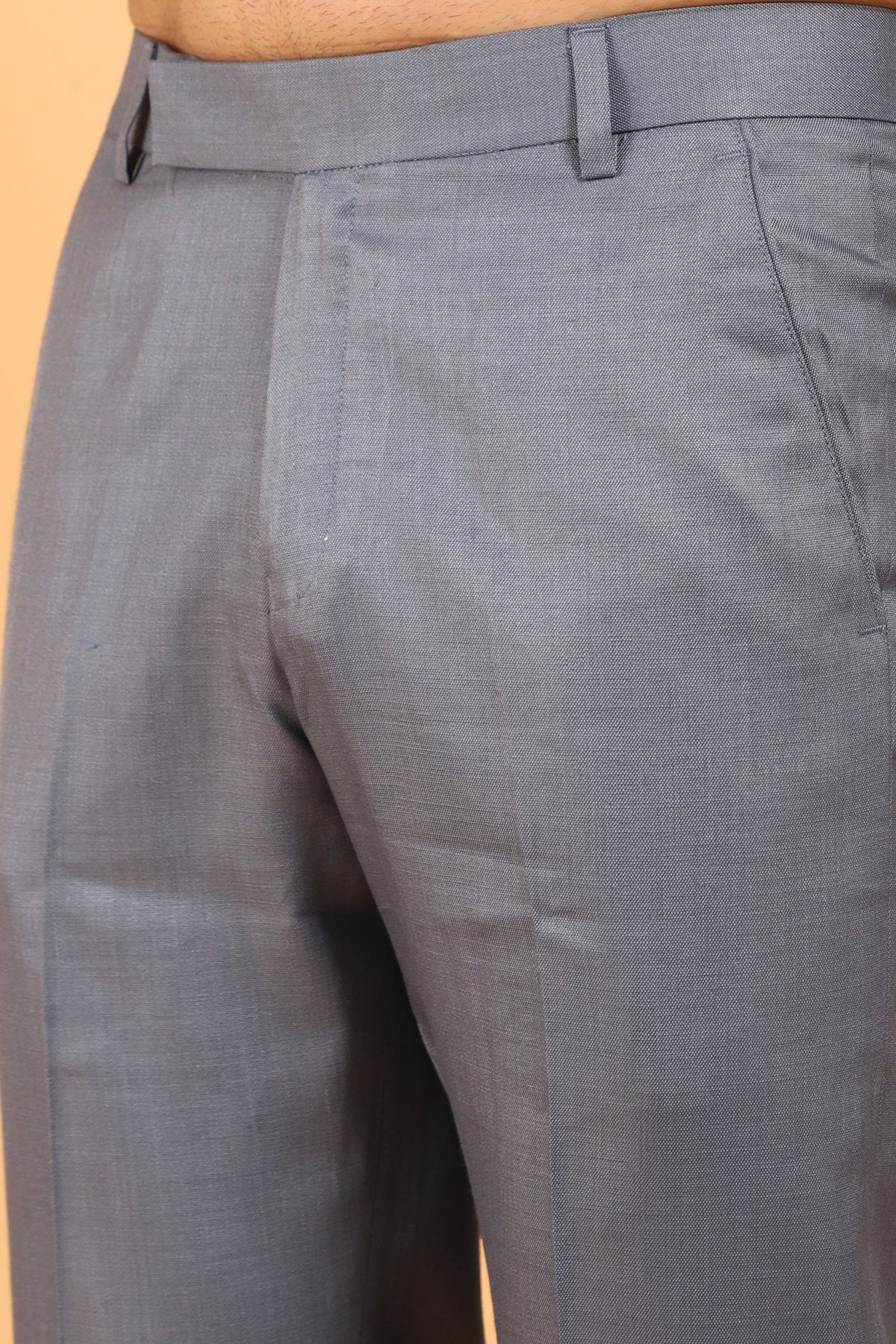 Veshbhoshaa Bluebird Men'S Slate Grey Polycotton Trouser - PUSHMYCART
