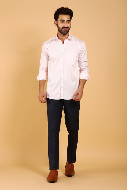 Veshbhoshaa Bluebird Men'S Light Pink Premium Satin Shirt - PUSHMYCART