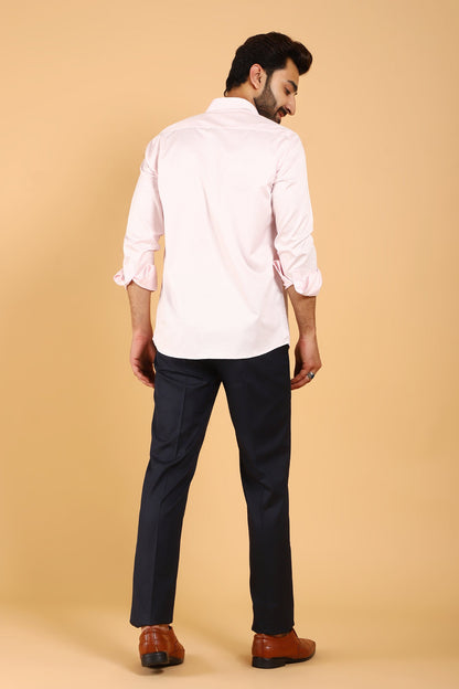 Veshbhoshaa Bluebird Men'S Light Pink Premium Satin Shirt - PUSHMYCART