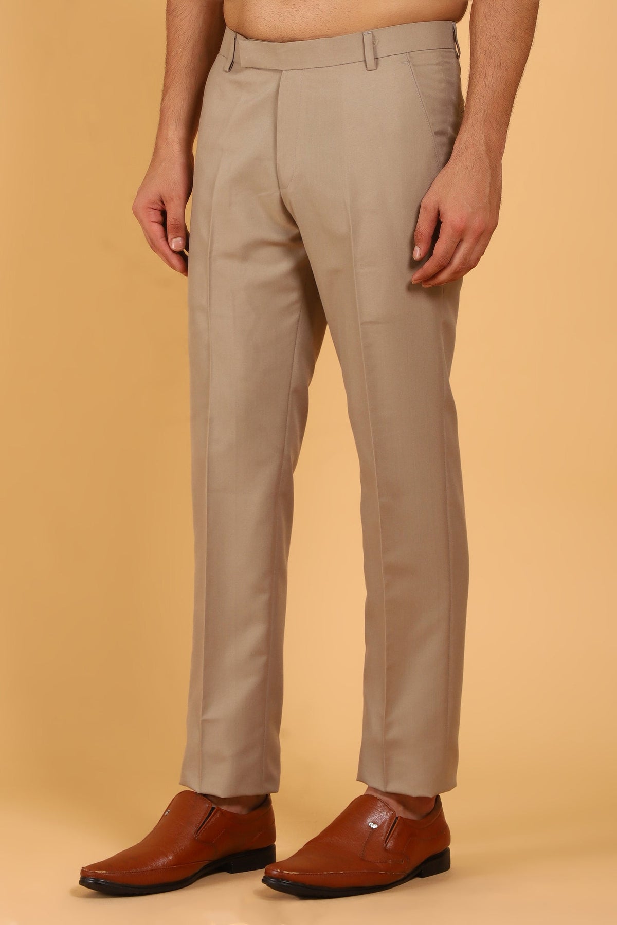 Veshbhoshaa Bluebird Men'S Sepia Texture Formal Trouser - PUSHMYCART