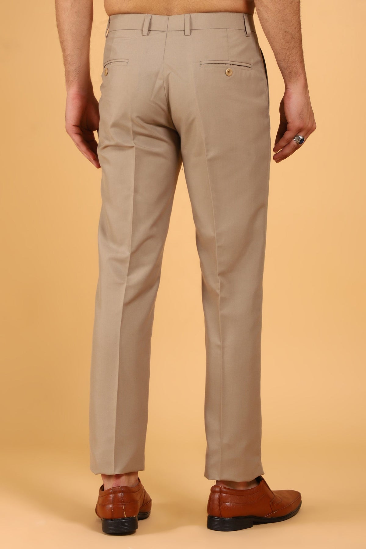 Veshbhoshaa Bluebird Men'S Sepia Texture Formal Trouser - PUSHMYCART