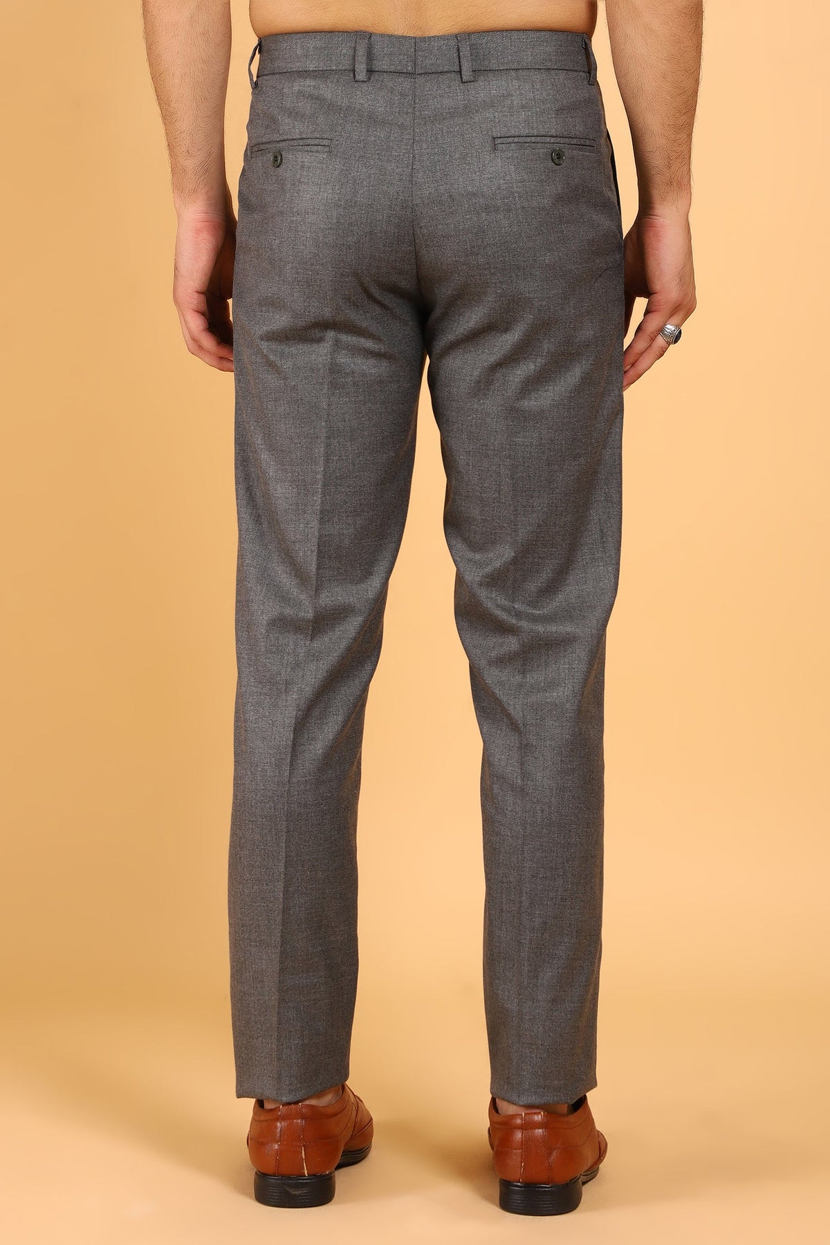 Veshbhoshaa Bluebird Men'S Grey Texture Lycra Formal Trouser - PUSHMYCART