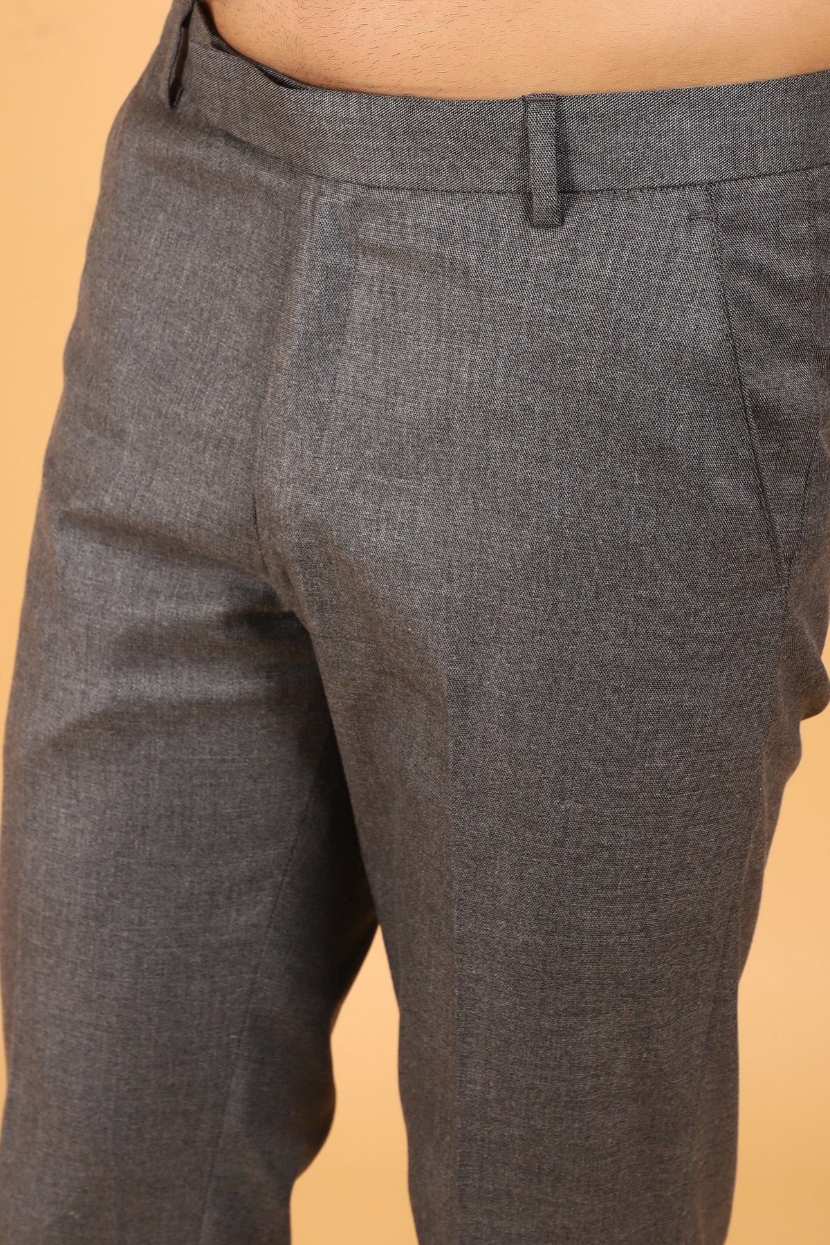 Veshbhoshaa Bluebird Men'S Grey Texture Lycra Formal Trouser - PUSHMYCART