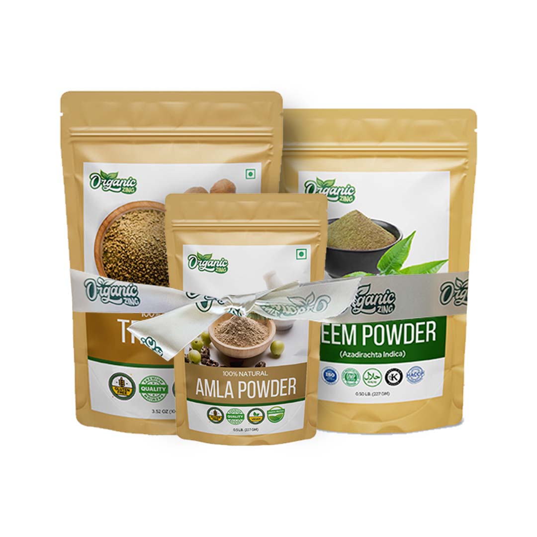 Organic Zing Amla Triphala and Neem Powder Trio