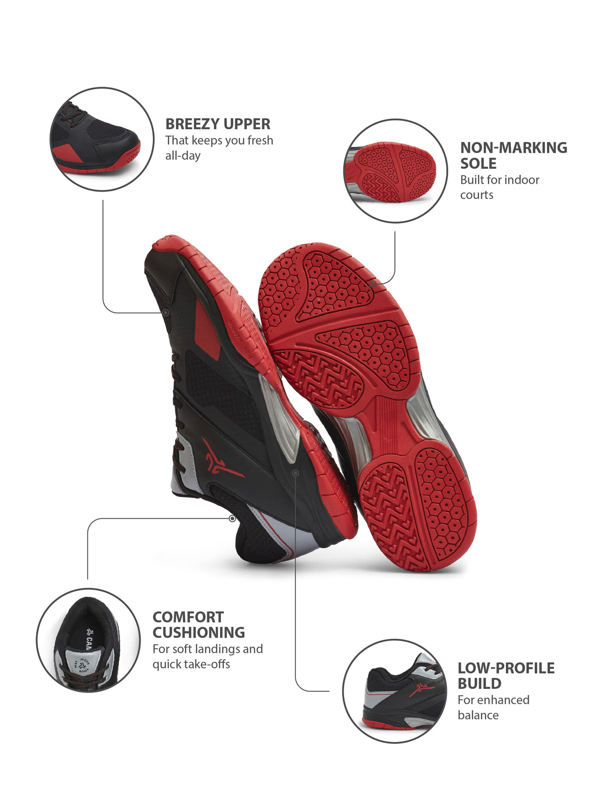 Campus NET RUSH Black Mens Badminton Shoes