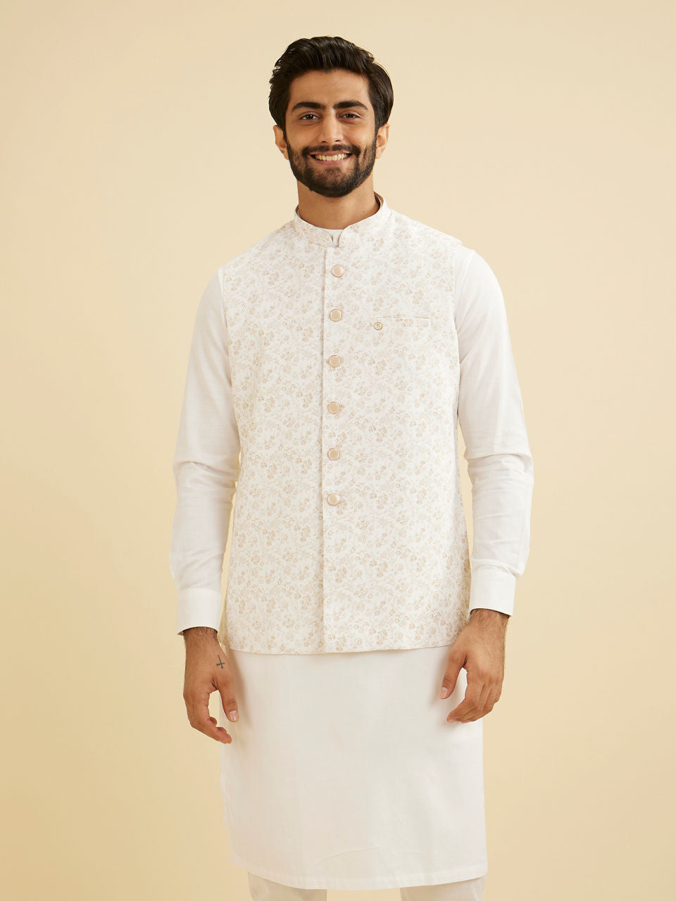 Manyavar Elegant Light Cream Jacket