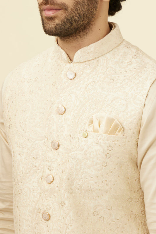 Manyavar Elegant Biscuit Shade Jacket - view 2