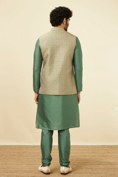 Manyavar Sage Green Brocade Jacket - view 4