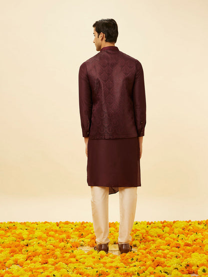 Manyavar Windsor WIne Shankh Patterned Stone Work Jacket - view 4