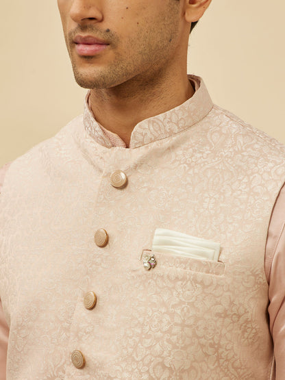 Manyavar Soft Pink Victorian Patterned Jacket - view 2