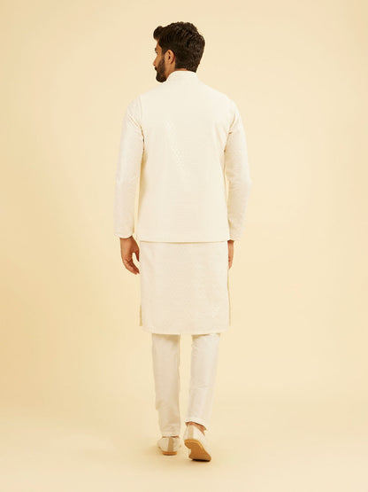 Manyavar Cream Charm Nehru Jacket - view 4
