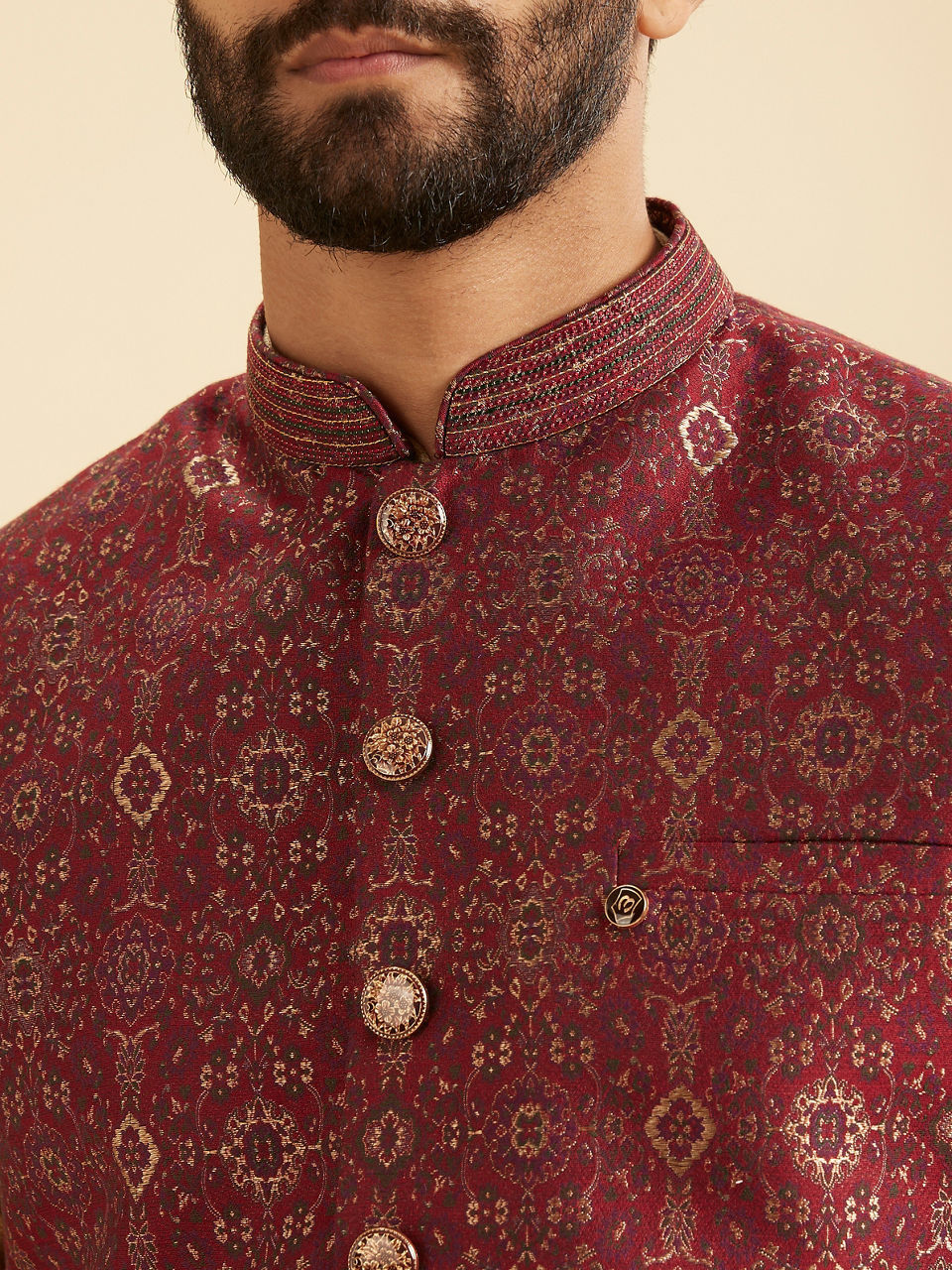Manyavar Exquisite Maroon Nehru Jacket - view 2