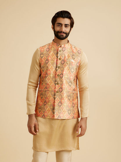 Manyavar Dazzling Orange Nehru Jacket