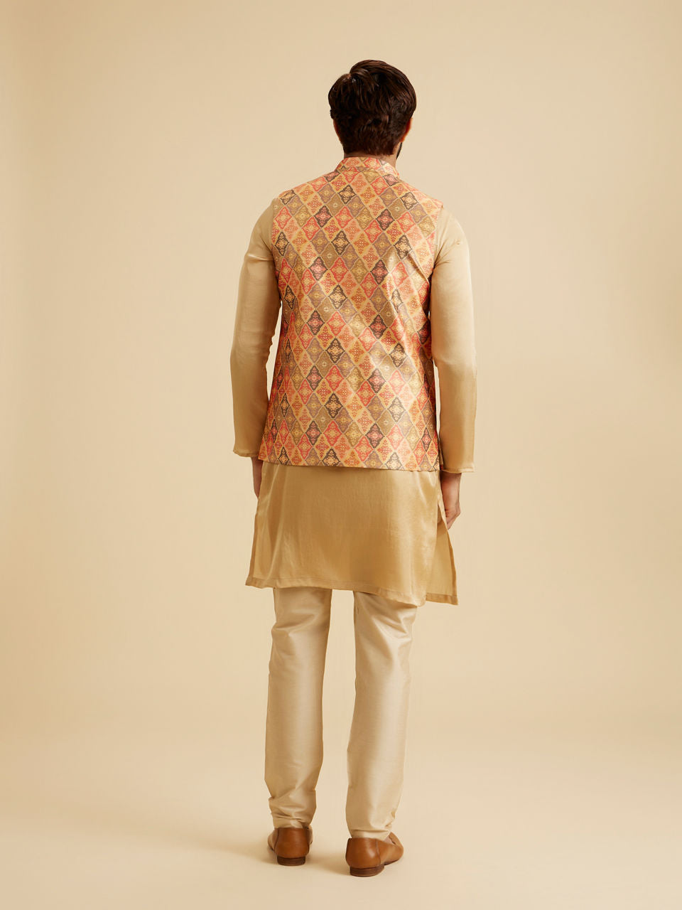 Manyavar Dazzling Orange Nehru Jacket - view 5
