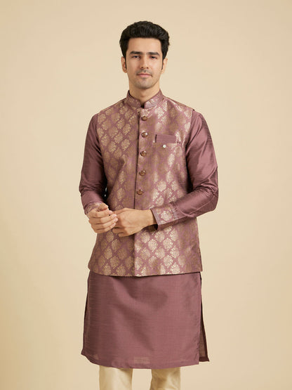 Manyavar Dark Purple Jaal Patterned Jacket Set