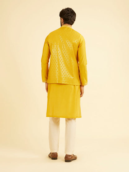 Manyavar Mustard Yellow Regal Kurta Jacket Set - view 6