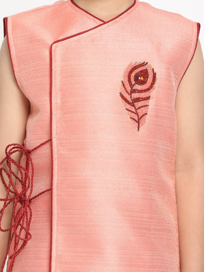 Pink Krishna Style Angrakha Kurta and Dhot Set - PUSHMYCART