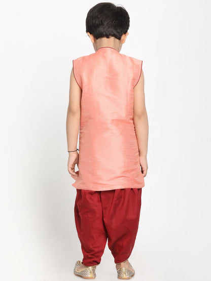Pink Krishna Style Angrakha Kurta and Dhot Set - PUSHMYCART