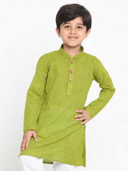 vastramay boys green cotton kurta