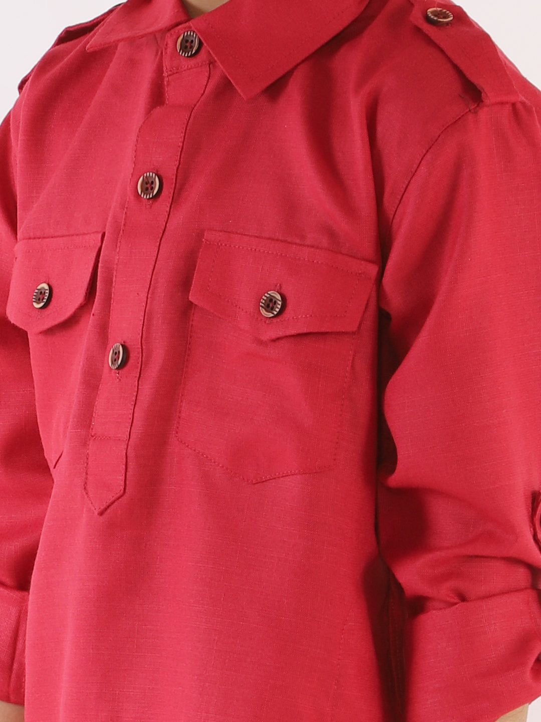VASTRAMAY Boy's Maroon Cotton Blend Pathani Suit Set - PUSHMYCART