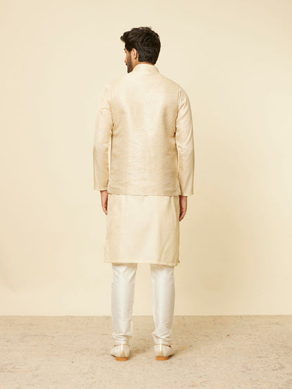 Manyavar Beige Imperial Jaal Embroidered Jacket - view 4