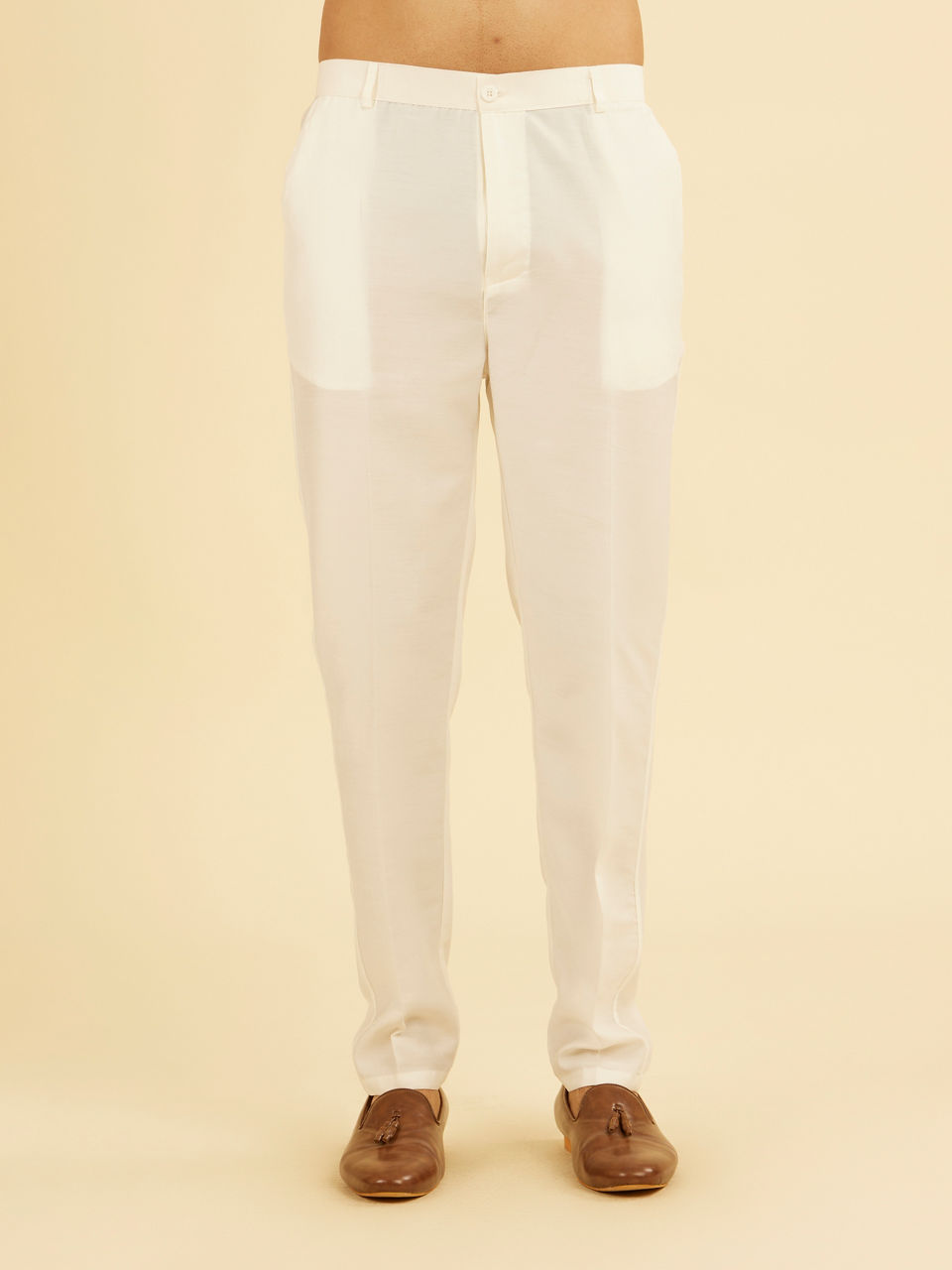 Manyavar Warm White Kurta Jacket Set - view 5