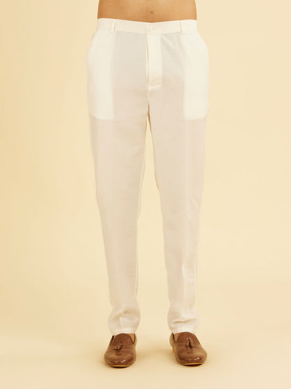 Manyavar Warm White Kurta Jacket Set - view 5