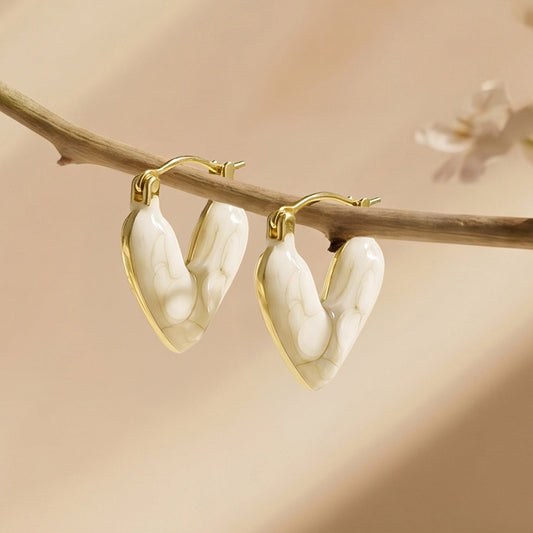 Joker and Witch Serene Heart Shaped Pearl Love Earrings