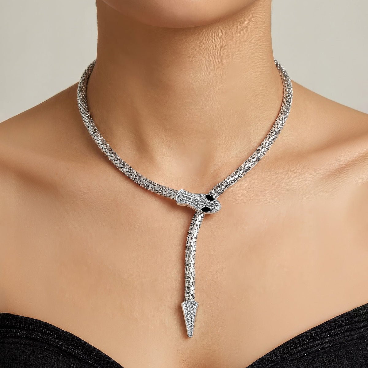 Joker and Witch Hissora Silver Snake Necklace
