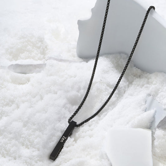 Joker and Witch Zen Black Mens Bar Mantra Necklace