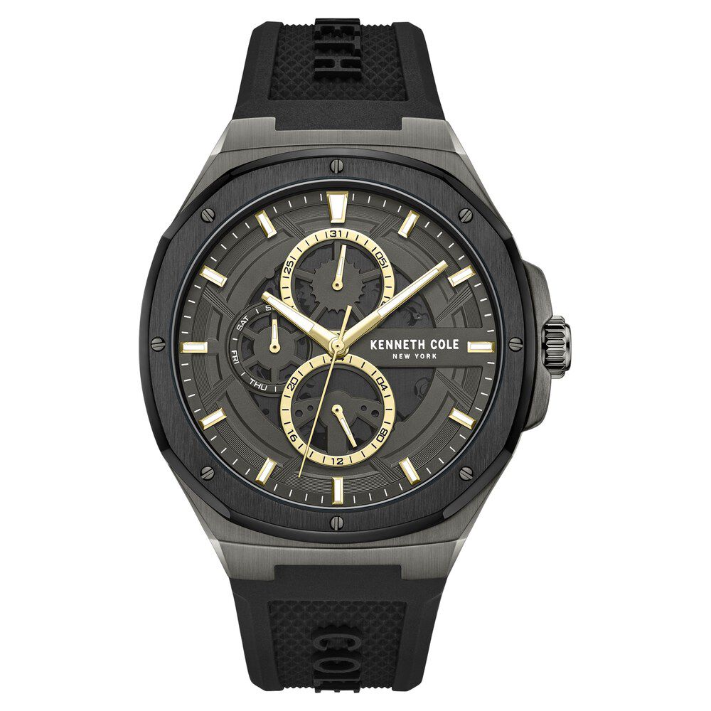 Kenneth Cole Multifunction Grey Dial Silicone Strap Watch For Men - image 1