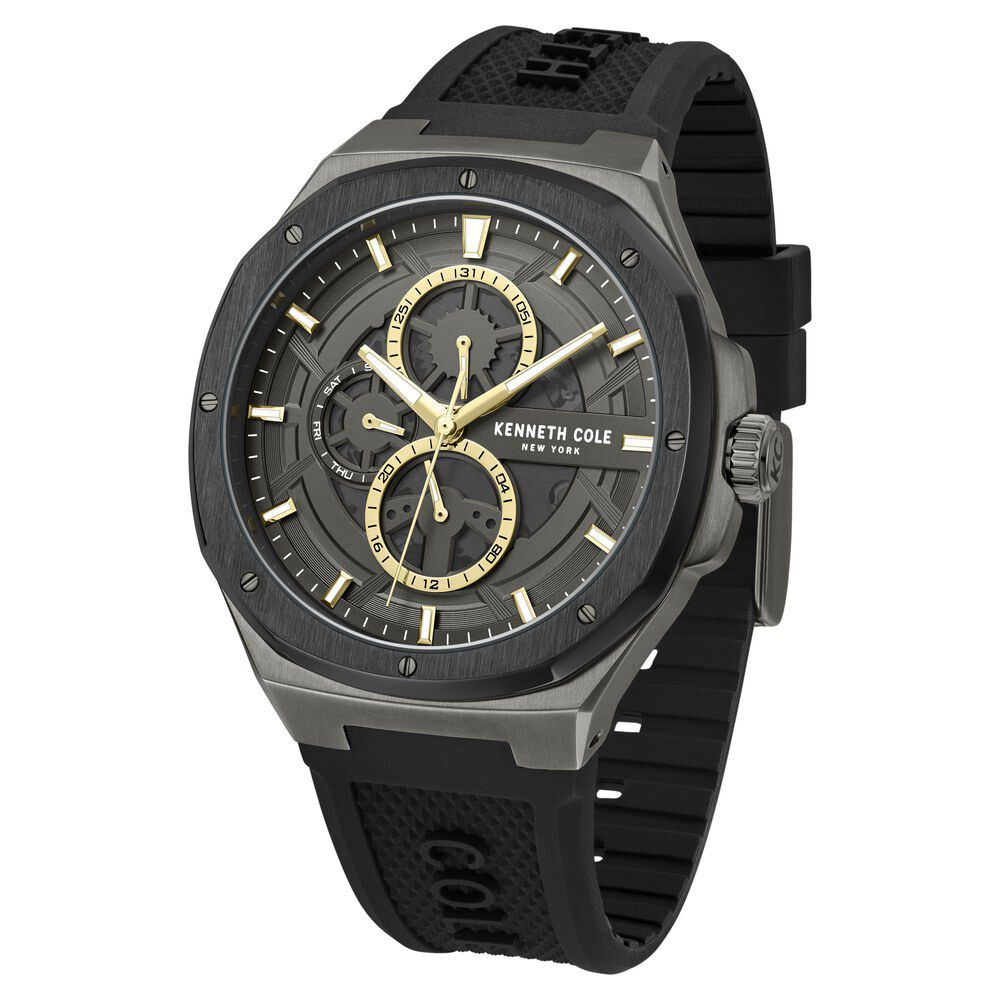 Kenneth Cole Multifunction Grey Dial Silicone Strap Watch For Men