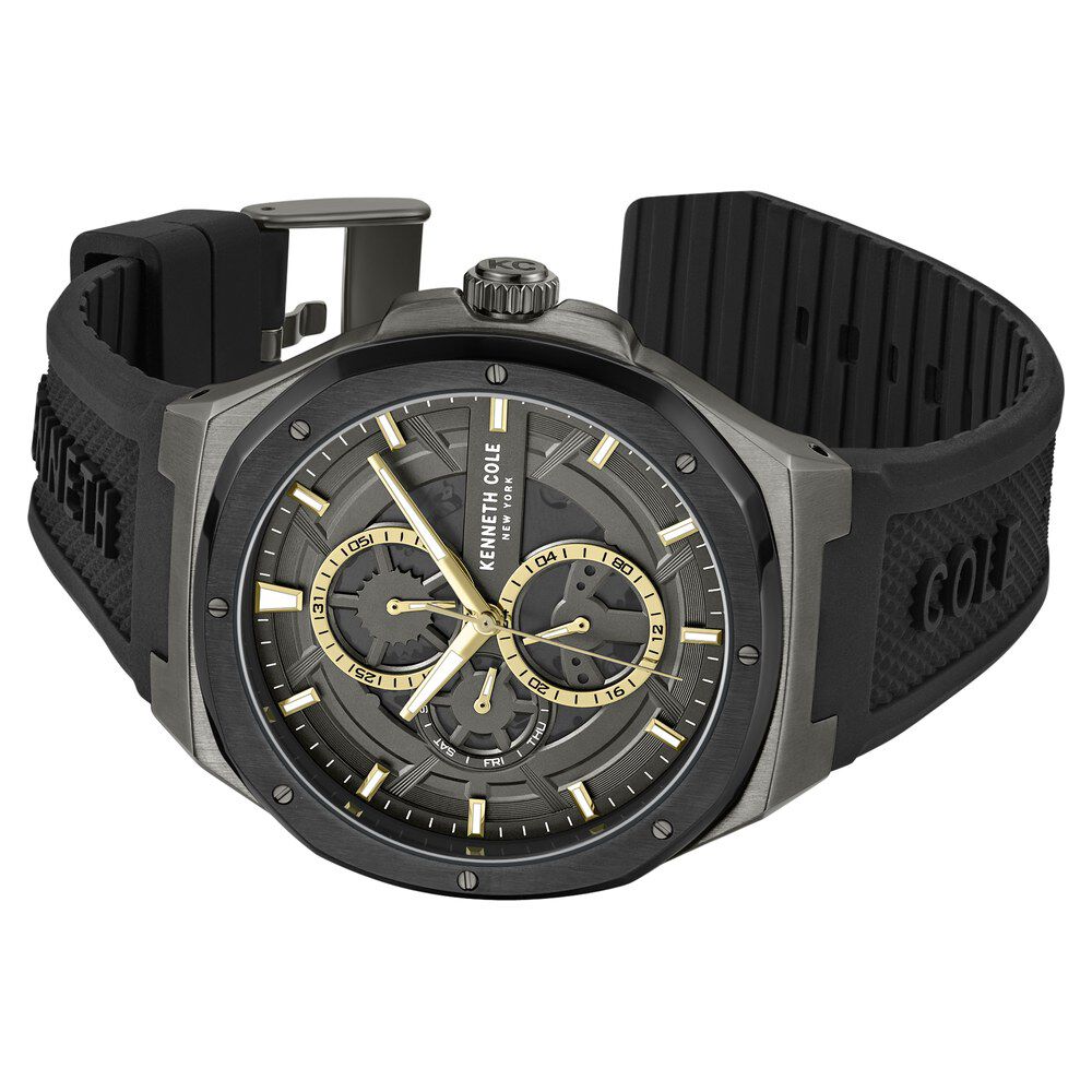 Kenneth Cole Multifunction Grey Dial Silicone Strap Watch For Men