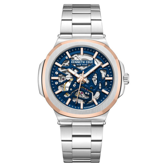 Kenneth Cole Automatic Blue Dial With Silver Stainless Steel Strap Watch For Men - image 1