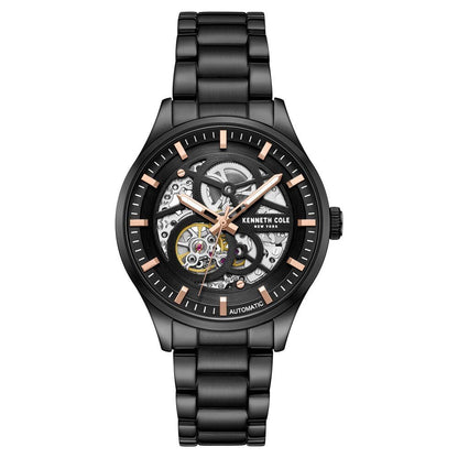 Kenneth Cole Automatic Black Round Dial Black Stainless Steel Strap Watch For Men - image 1