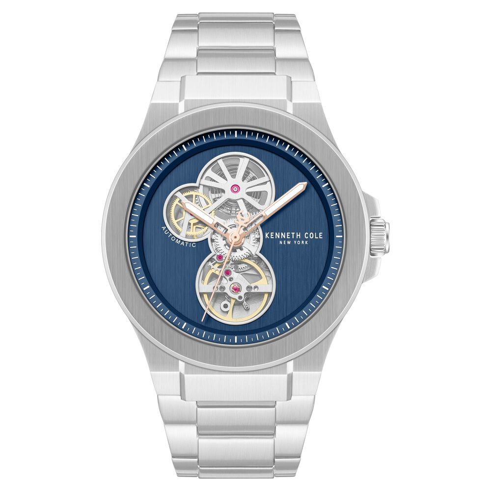 Kenneth Cole Automatic Blue Dial Silver Stainless Steel Strap Watch For Men - image 1