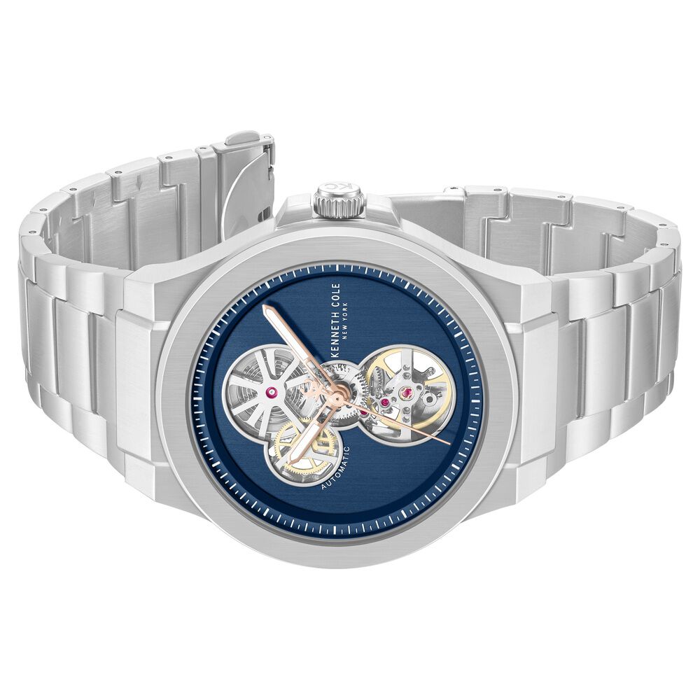 Kenneth Cole Automatic Blue Dial Silver Stainless Steel Strap Watch For Men