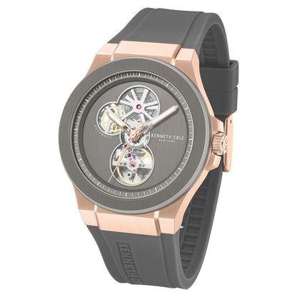 Kenneth Cole Automatic Grey Dial Grey Silicone Strap Watch For Men
