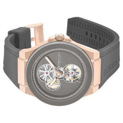 Kenneth Cole Automatic Grey Dial Grey Silicone Strap Watch For Men