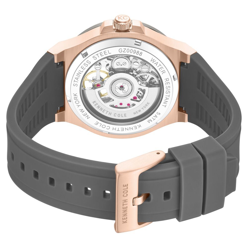 Kenneth Cole Automatic Grey Dial Grey Silicone Strap Watch For Men