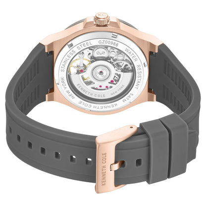 Kenneth Cole Automatic Grey Dial Grey Silicone Strap Watch For Men